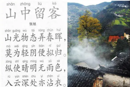 张旭所作的《山行留客》，写出对客人的挽留
